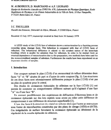 Examen des faces (101 0) et (12 10) du sélénium pa